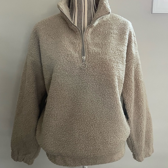 Women's Sherpa Zippered Mock Neck Pullover Jacket SZ Large - Picture 4 of 8